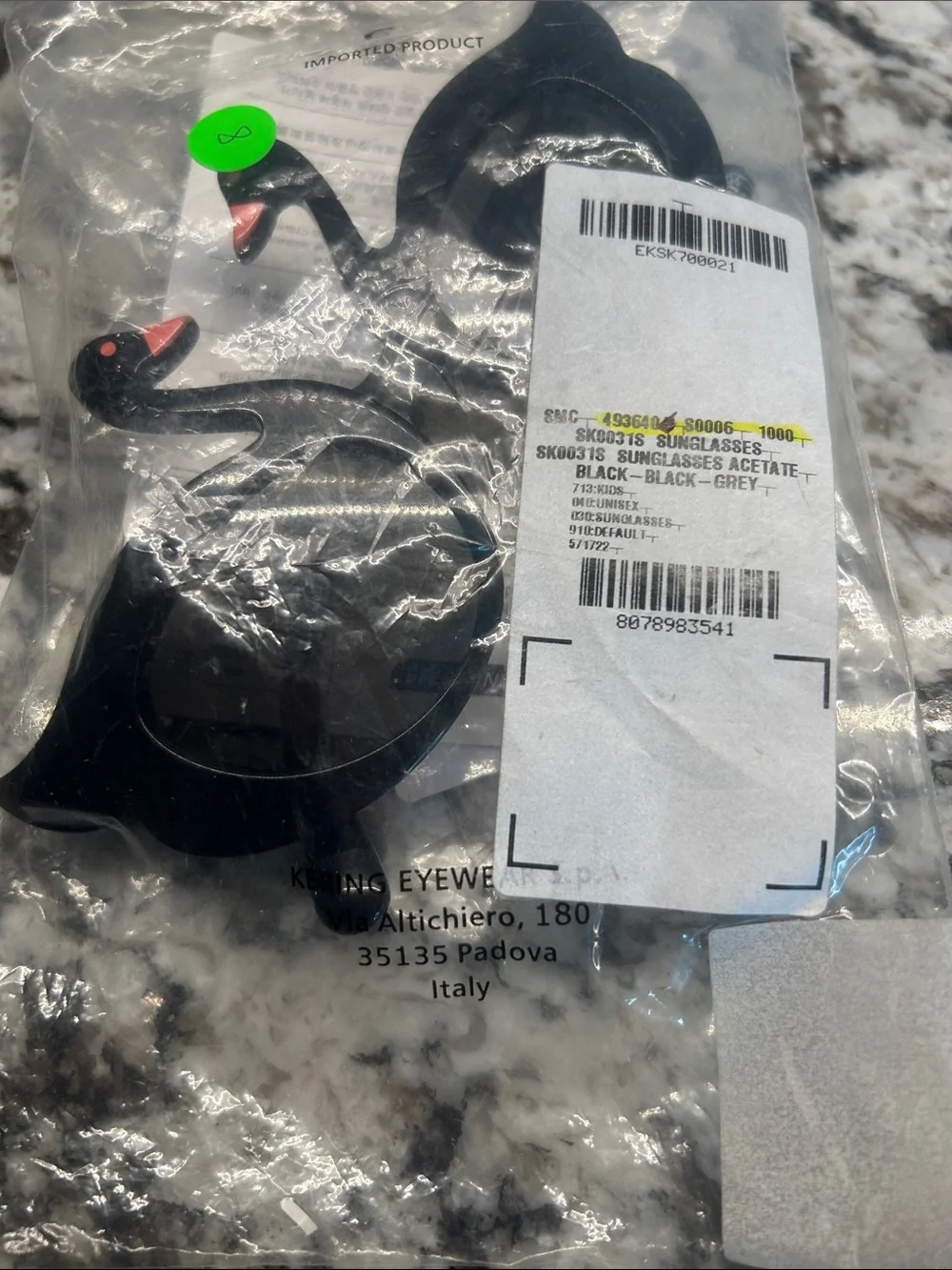 Stella McCartney Black Swan Kids Sunglasses with Pink Beak Accents NWT